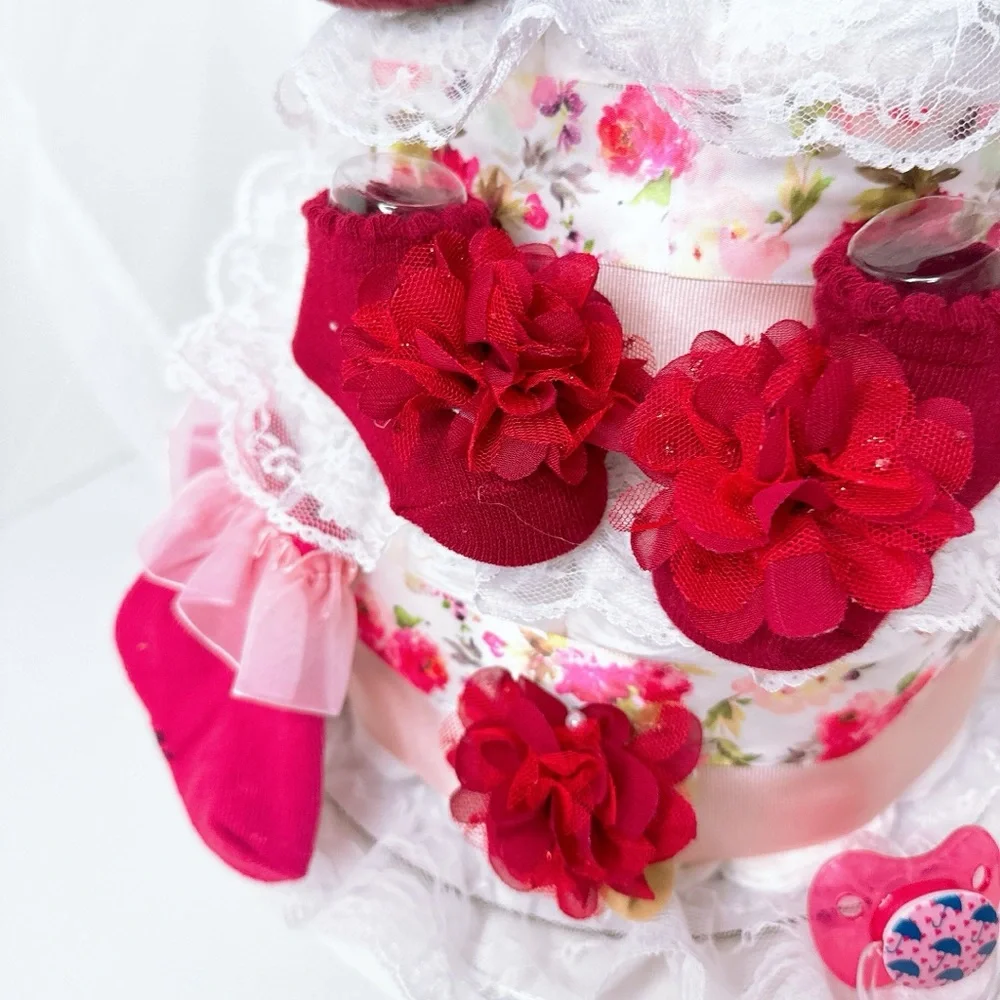 Bear Diaper Cake, Girls Diaper Cake
